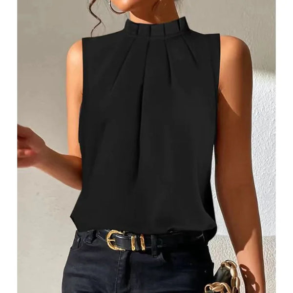 Camella High Neckline Flowy Blouse