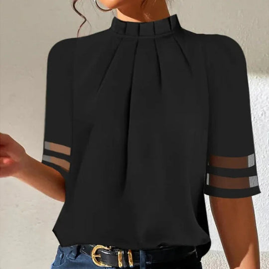 Camella High Neckline Flowy Blouse