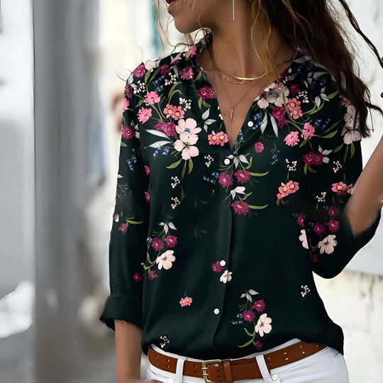 Danajsha Patterned Long Sleeve Blouse