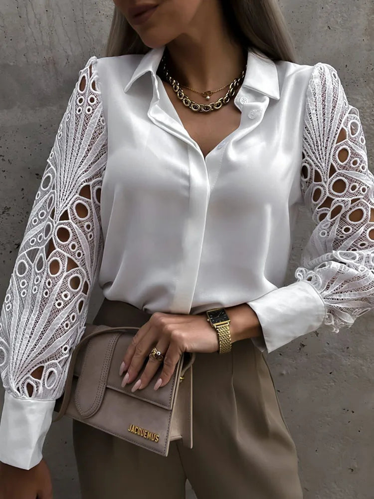 Sabina Lace And Mesh Design Blouse