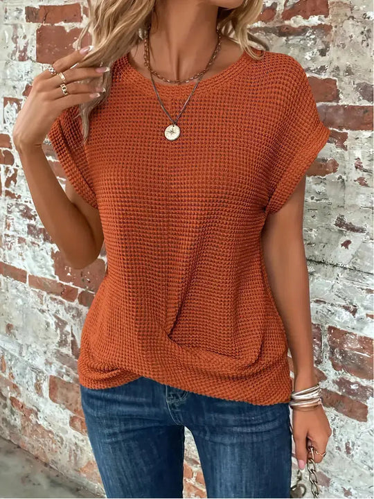 Kalina Cotton Textured Waffle Knit T-Shirt