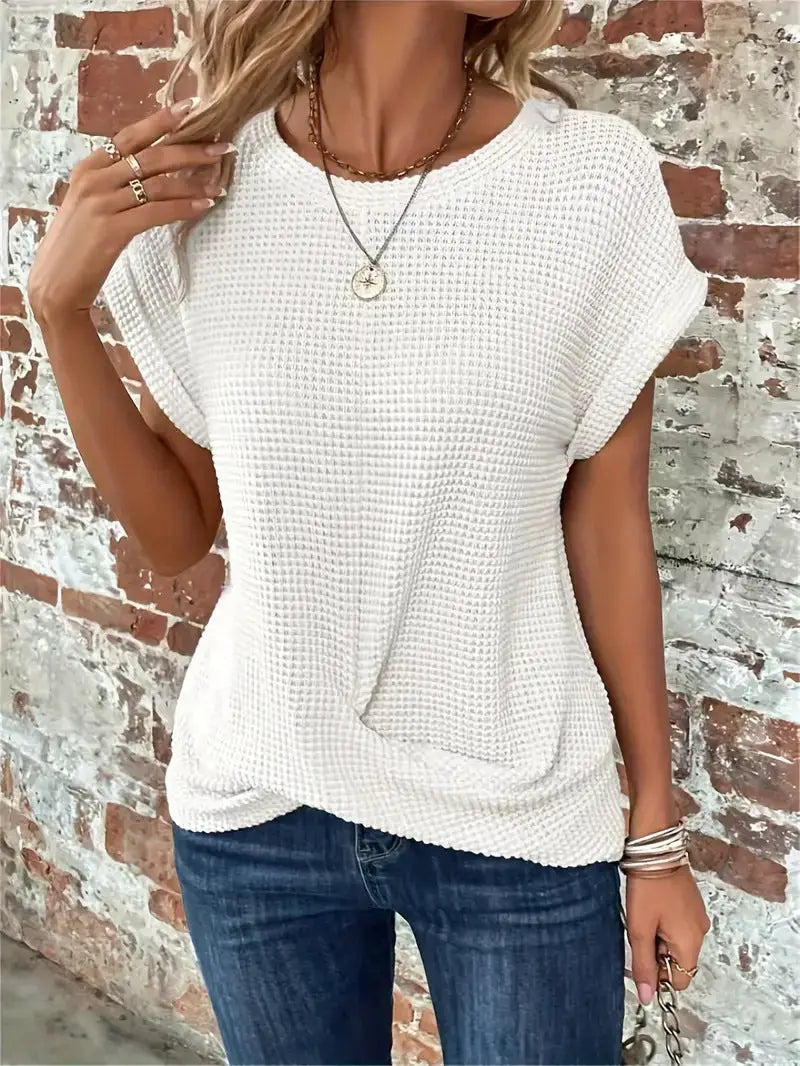 Kalina Cotton Textured Waffle Knit T-Shirt