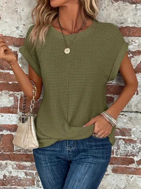 Kalina Cotton Textured Waffle Knit T-Shirt