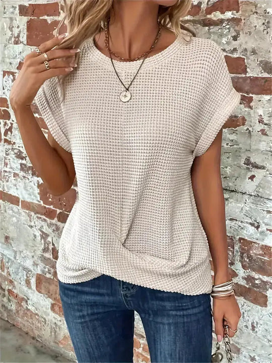 Kalina Cotton Textured Waffle Knit T-Shirt