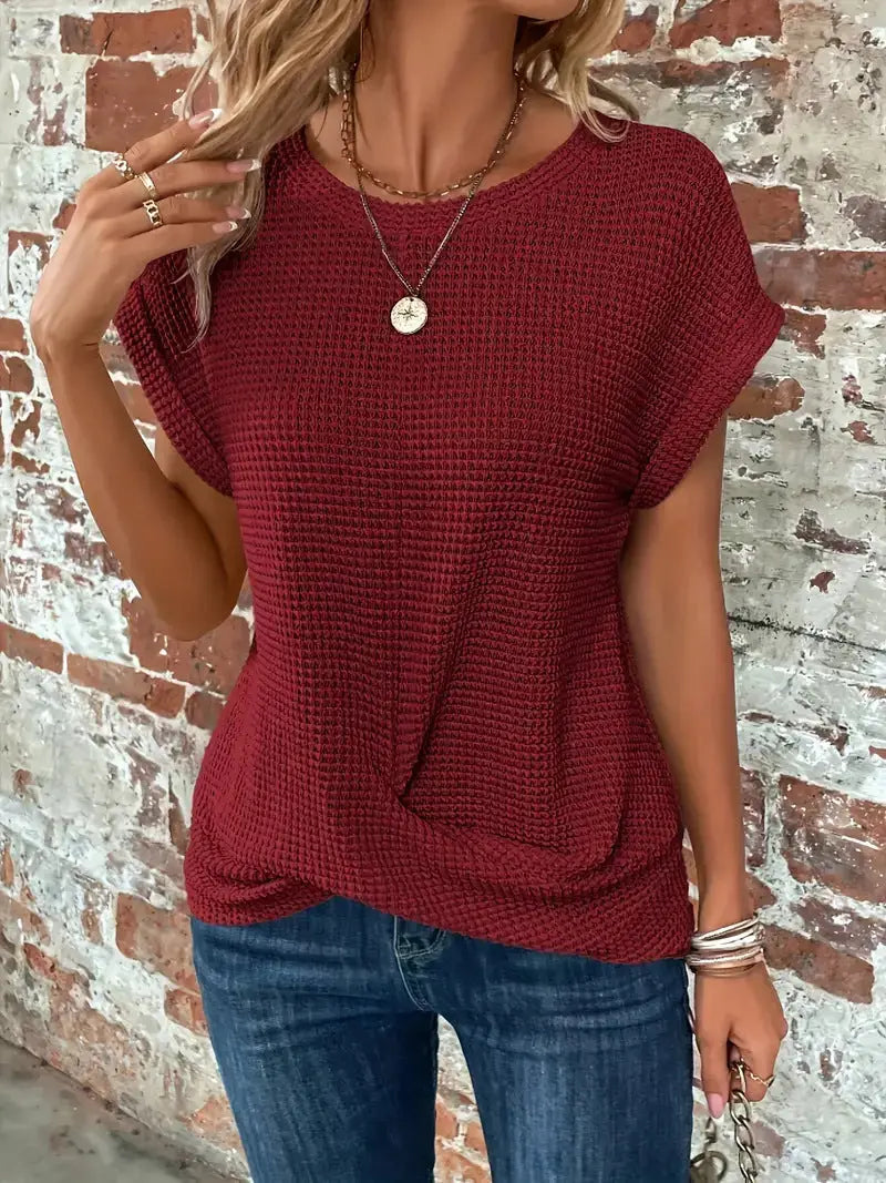 Kalina Cotton Textured Waffle Knit T-Shirt