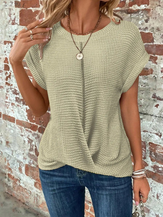 Kalina Cotton Textured Waffle Knit T-Shirt