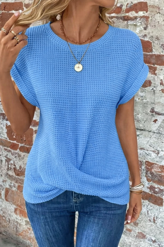 Kalina Cotton Textured Waffle Knit T-Shirt