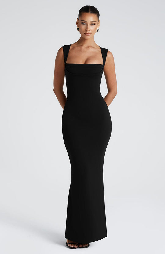 Adeline Square Neckline Bodycon Maxi Dress