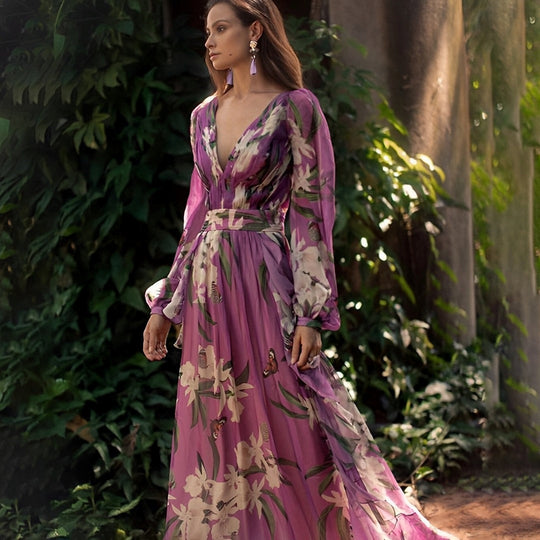 Buttercup Floral Chiffon Maxi Dress