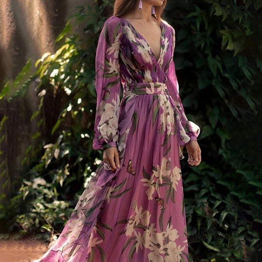 Buttercup Floral Chiffon Maxi Dress