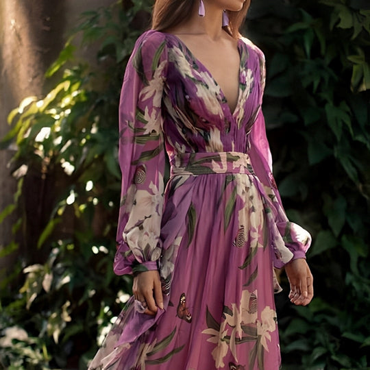 Buttercup Floral Chiffon Maxi Dress