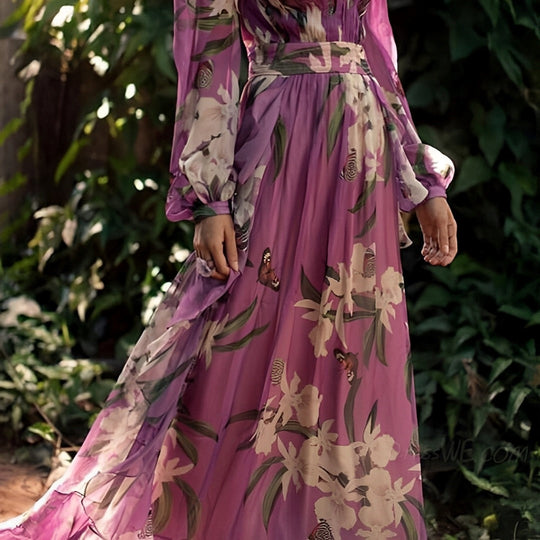 Buttercup Floral Chiffon Maxi Dress
