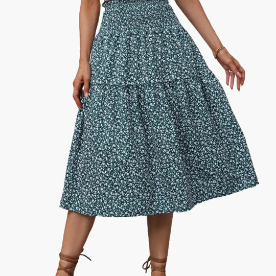 Sorelle Floral Print Ruffled Maxi Skirt