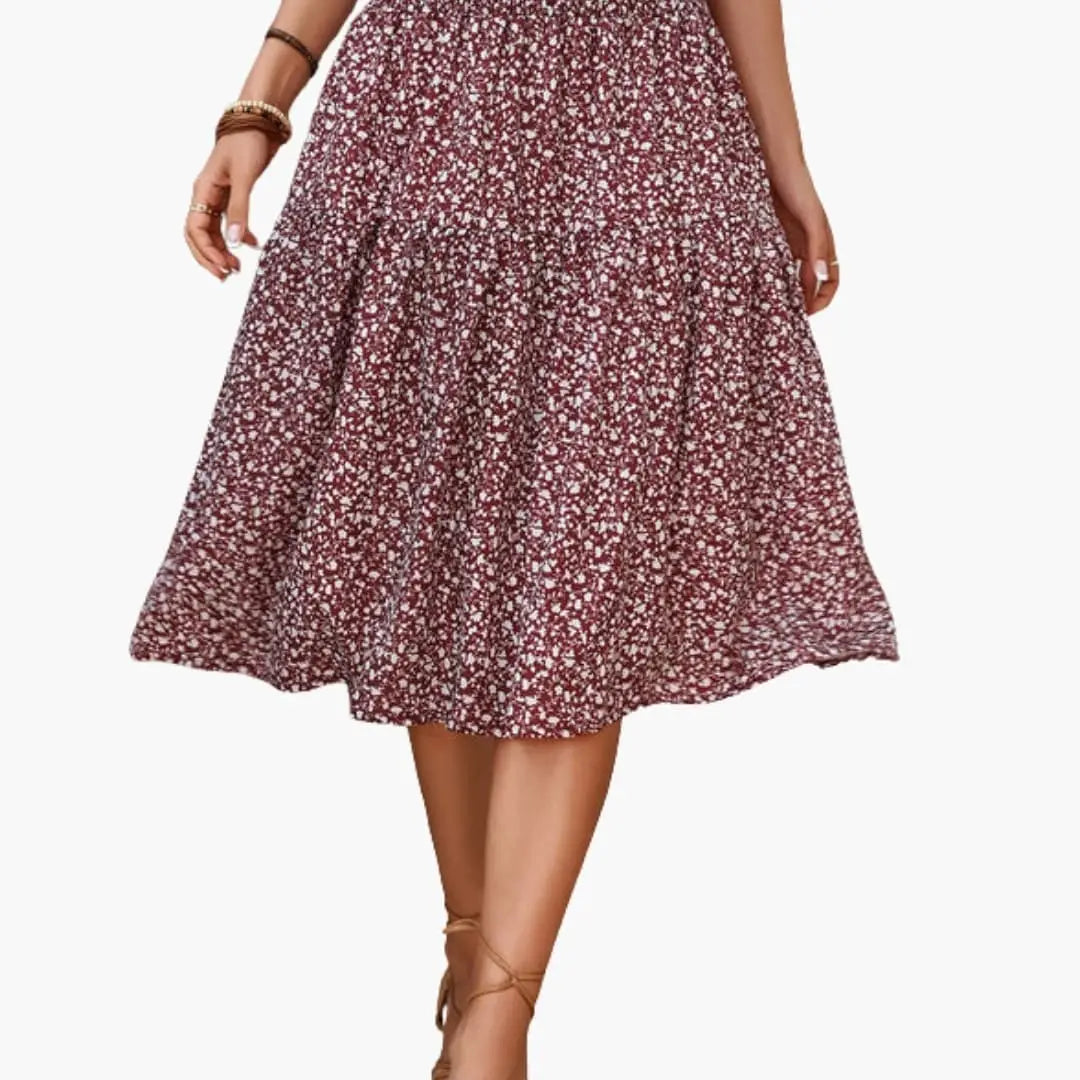 Sorelle Floral Print Ruffled Maxi Skirt