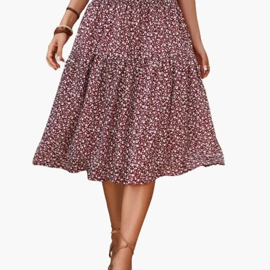 Sorelle Floral Print Ruffled Maxi Skirt