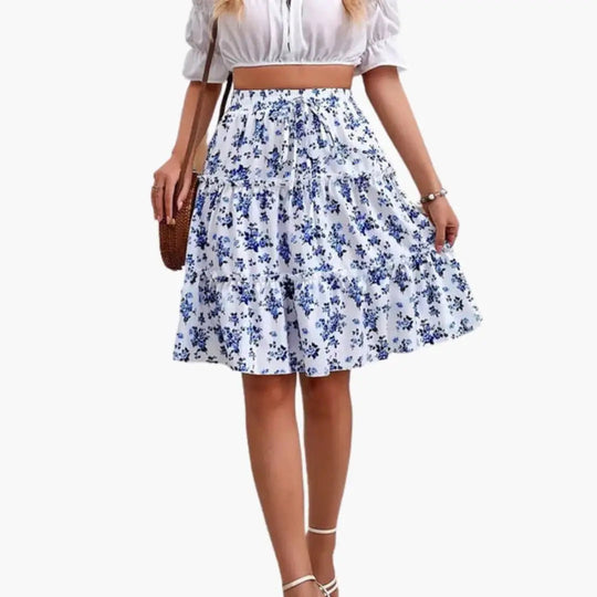 Aloura Floral Print Midi Skirt