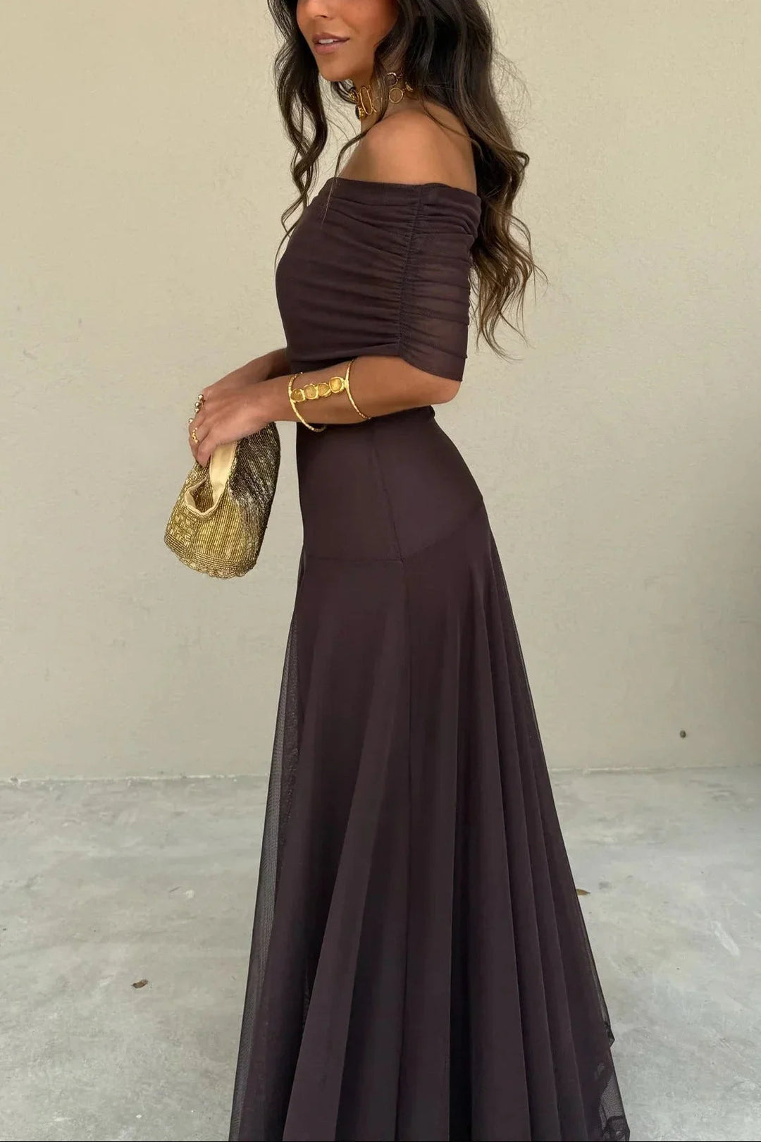 Winenette Pleated Gown