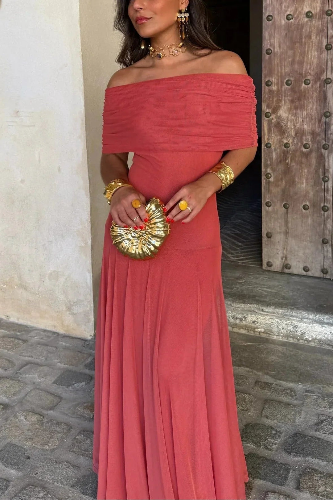 Winenette Pleated Gown