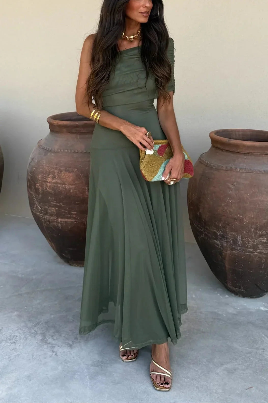 Winenette Pleated Gown