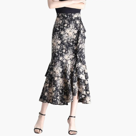 Aveline Printed Woven Midi Skirt