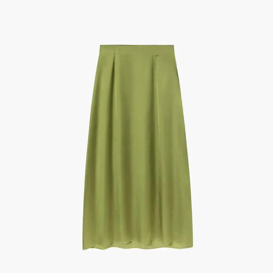 Solenne High Waisted Satin Maxi Skirt