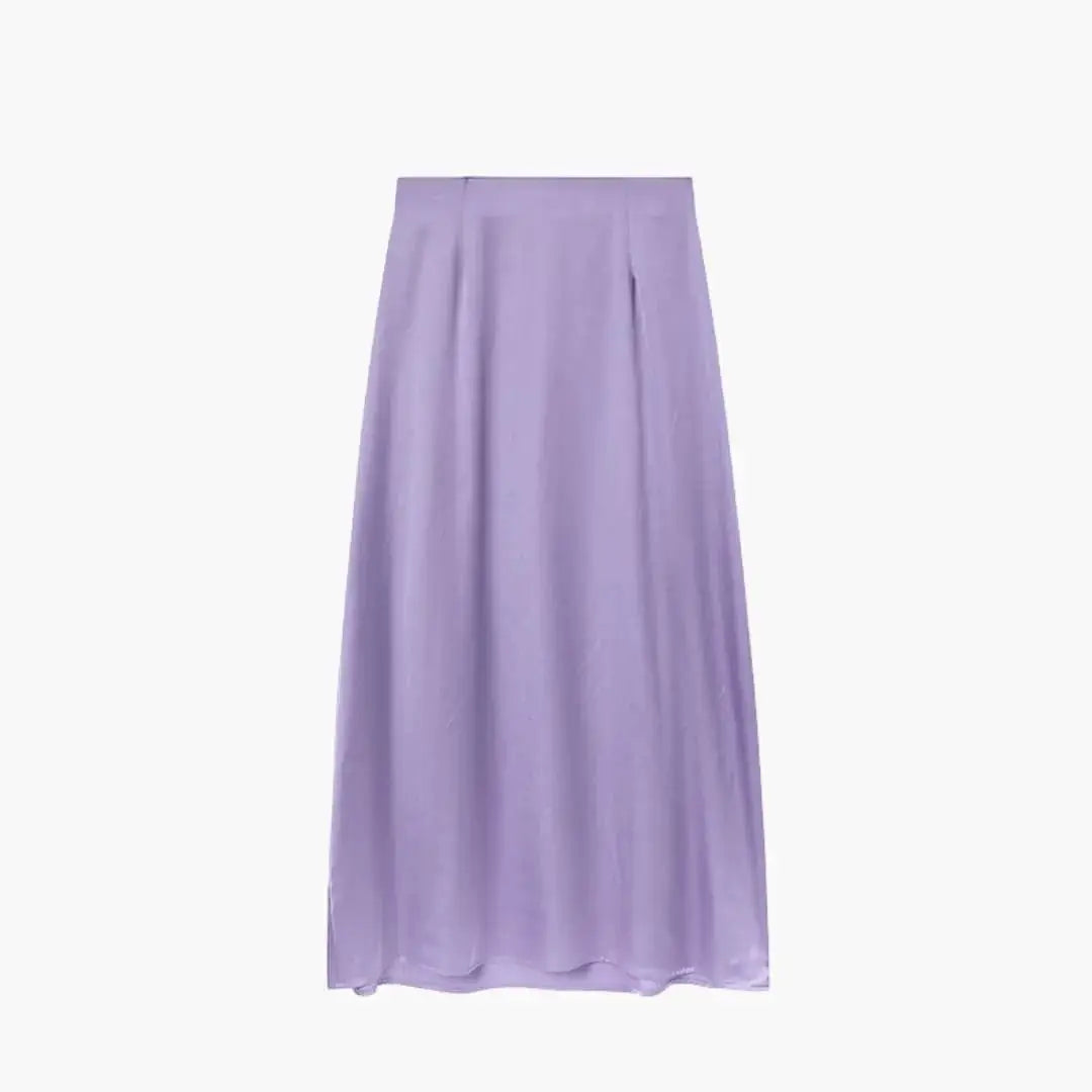 Solenne High Waisted Satin Maxi Skirt