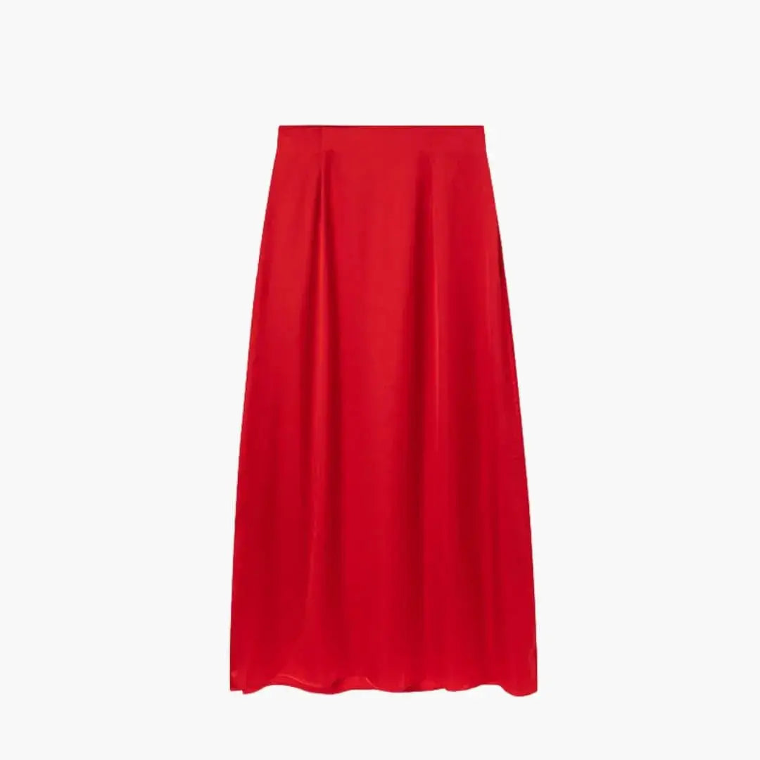 Solenne High Waisted Satin Maxi Skirt