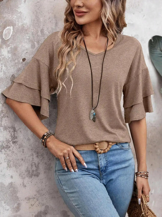 Liora Half Sleeve V-Neck T-Shirt