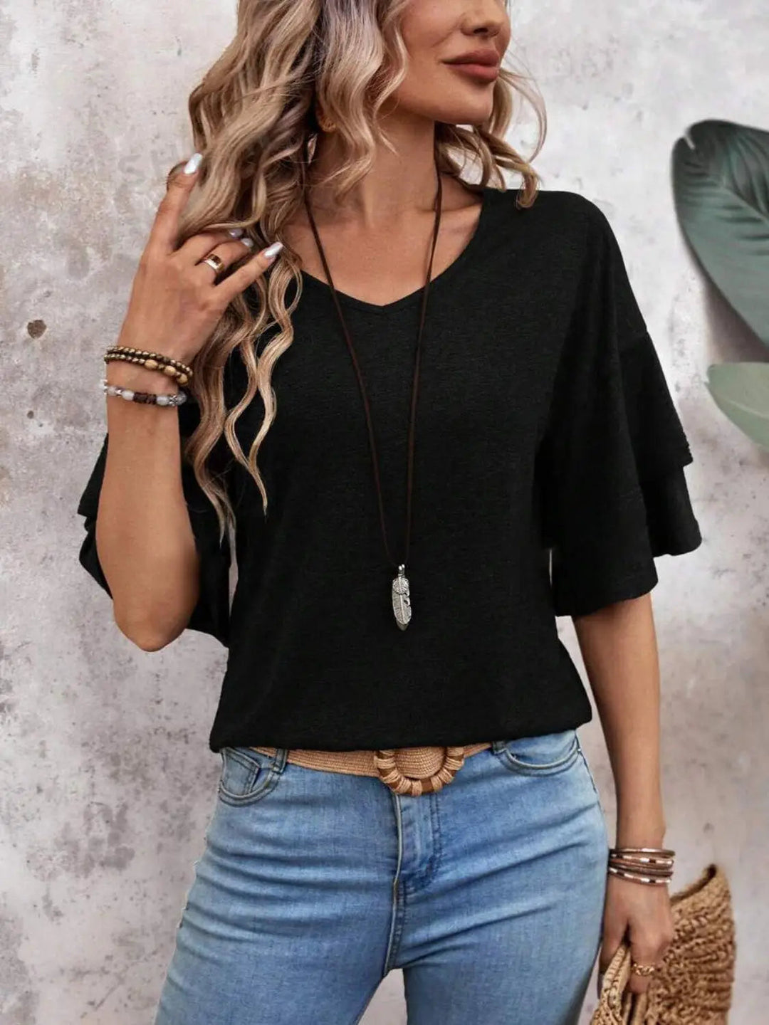 Liora Half Sleeve V-Neck T-Shirt