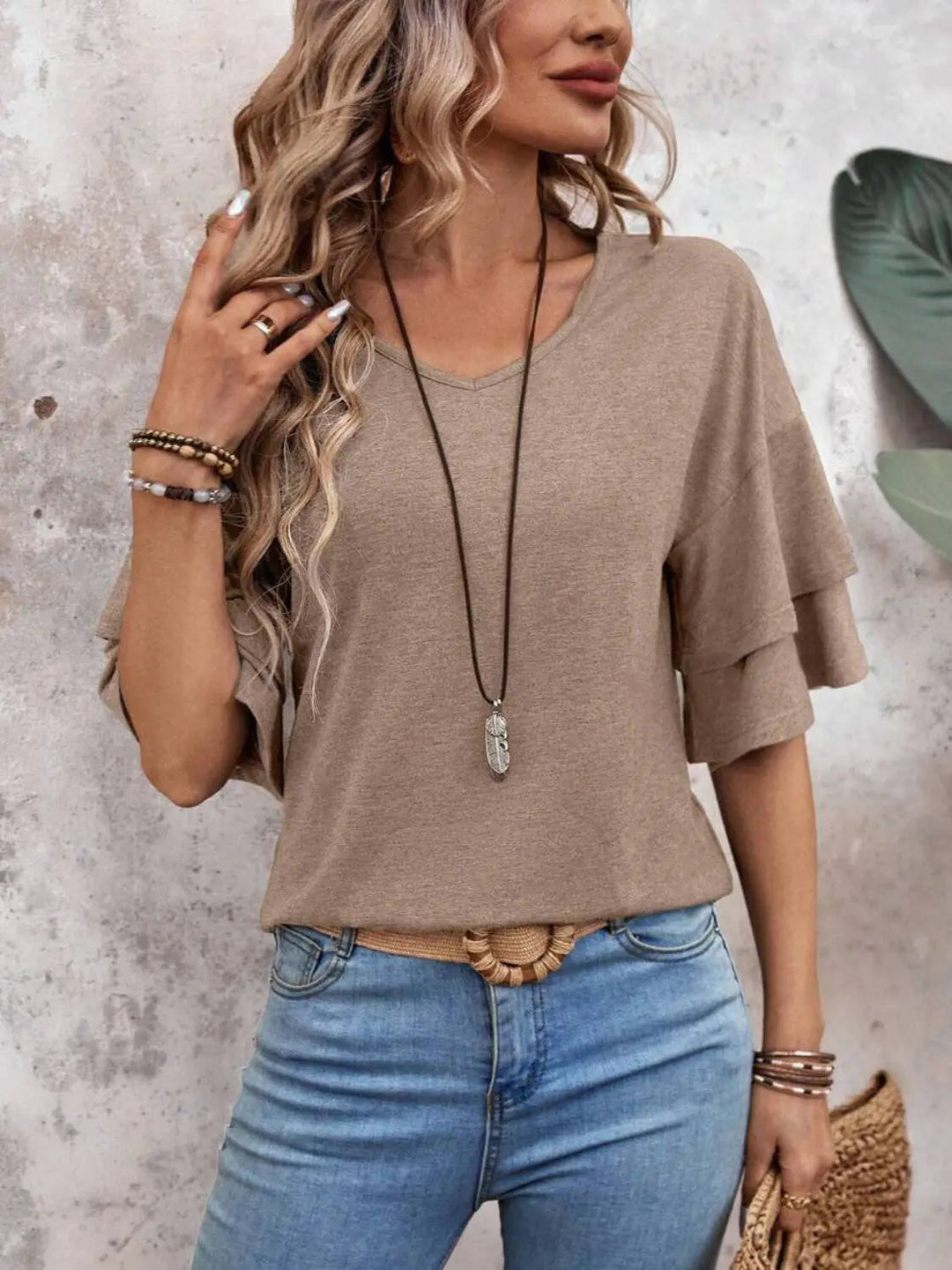 Liora Half Sleeve V-Neck T-Shirt