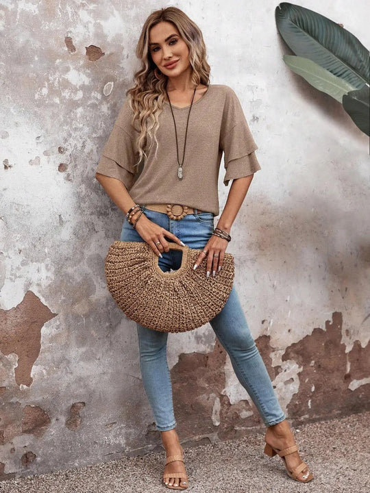 Liora Half Sleeve V-Neck T-Shirt