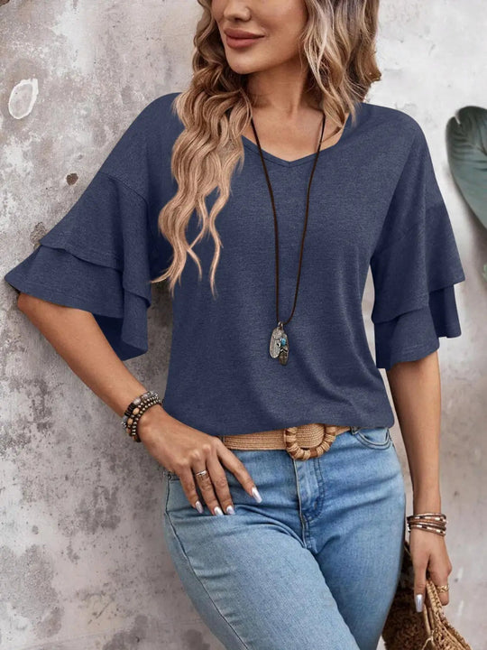Liora Half Sleeve V-Neck T-Shirt