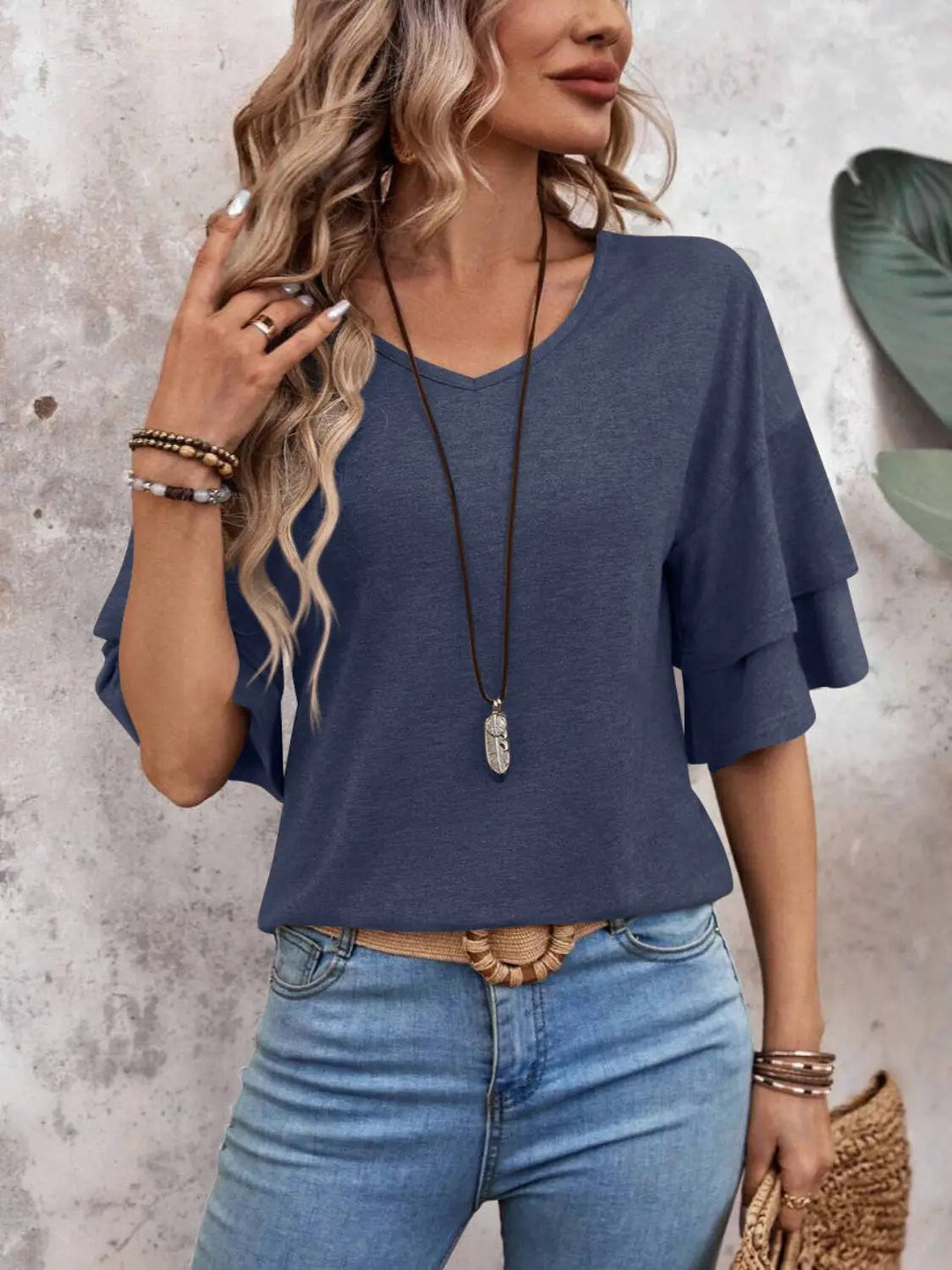 Liora Half Sleeve V-Neck T-Shirt