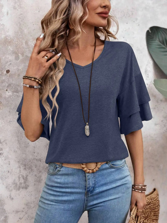 Liora Half Sleeve V-Neck T-Shirt