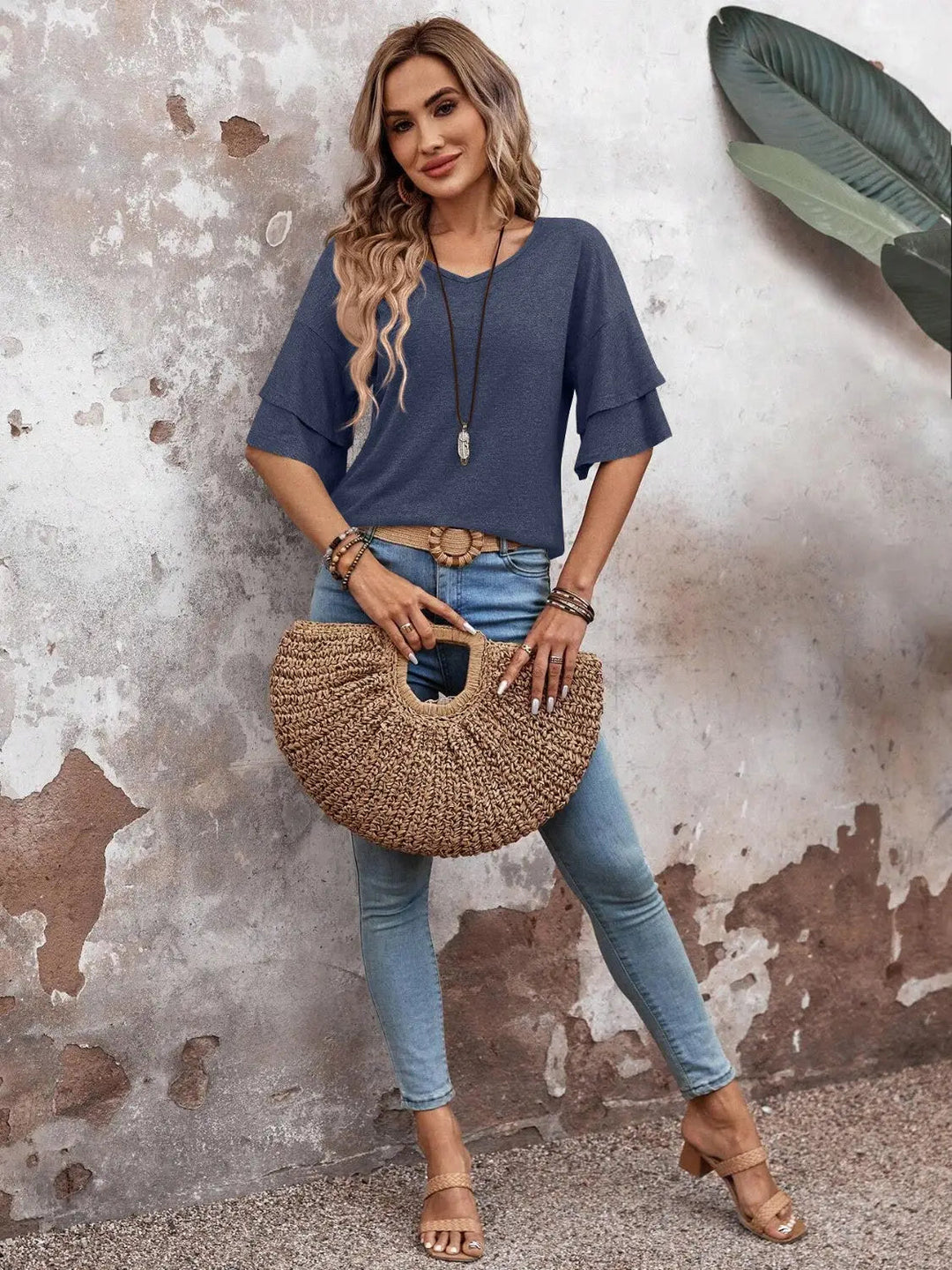 Liora Half Sleeve V-Neck T-Shirt
