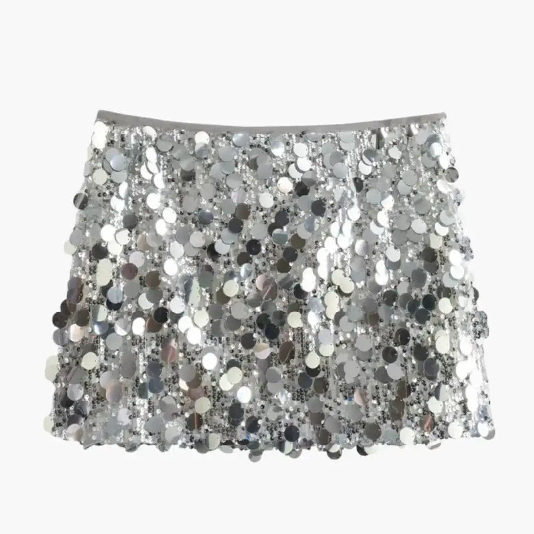 Velor Shimmering Sequin Mini Skirt