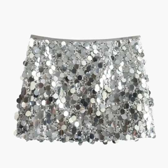 Velor Shimmering Sequin Mini Skirt
