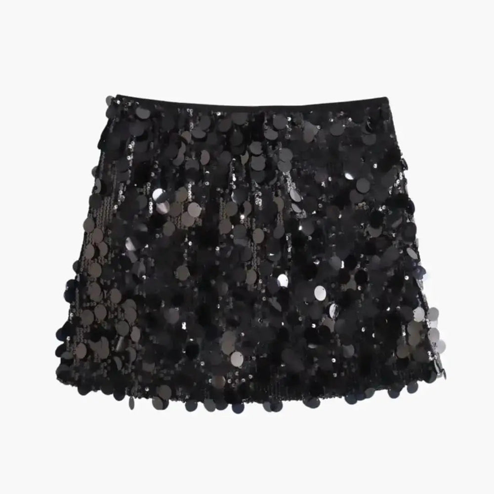 Velor Shimmering Sequin Mini Skirt