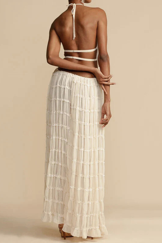 Novaline Textured Ruched Maxi Skirt Set