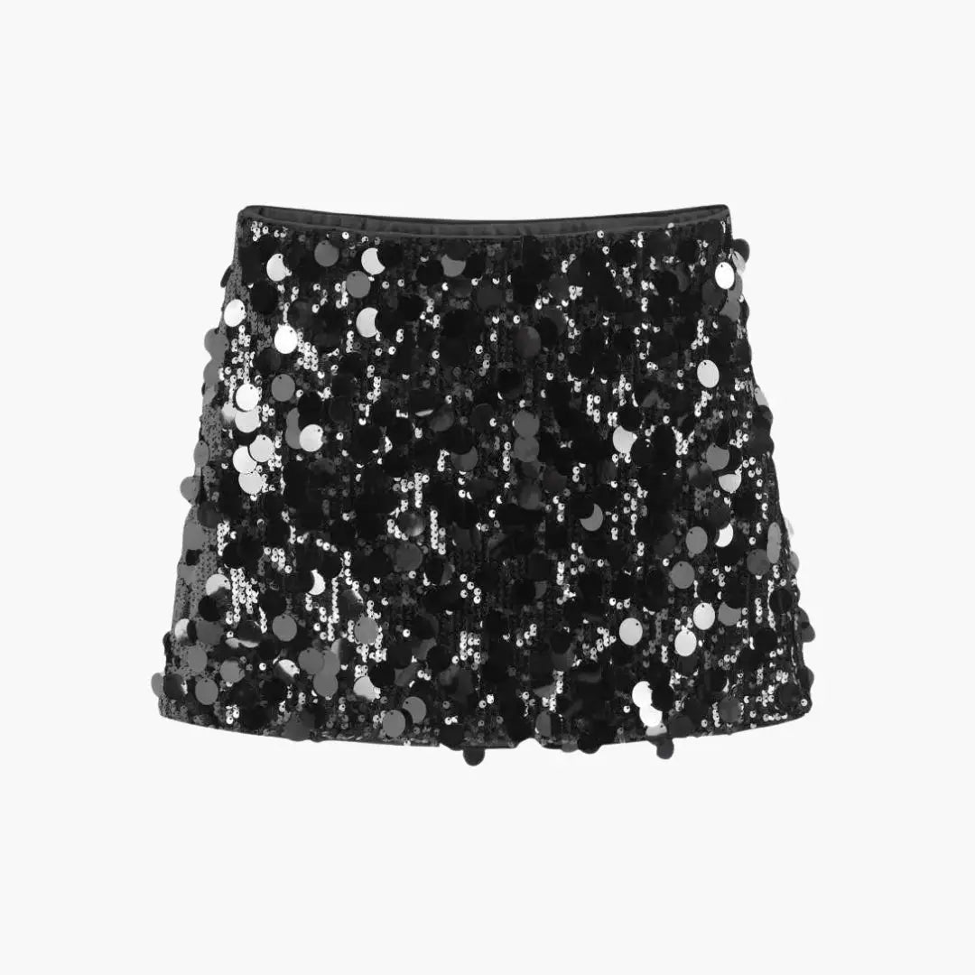 Valoria Textured Sequin Mini Skirt