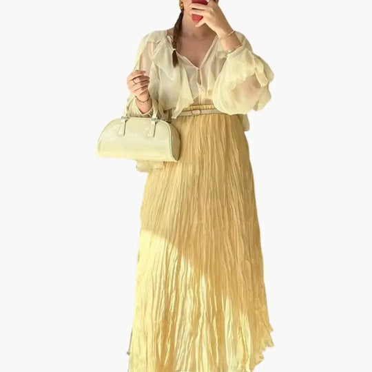 Aurelia Woven Pleated Maxi Skirt