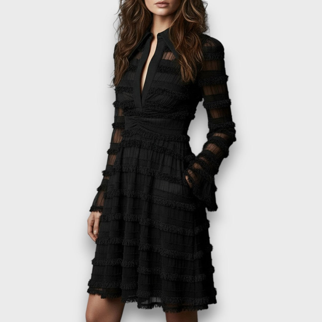 Madeline V-Neck Long Sleeve Midi Dress