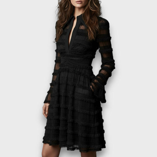 Madeline V-Neck Long Sleeve Midi Dress