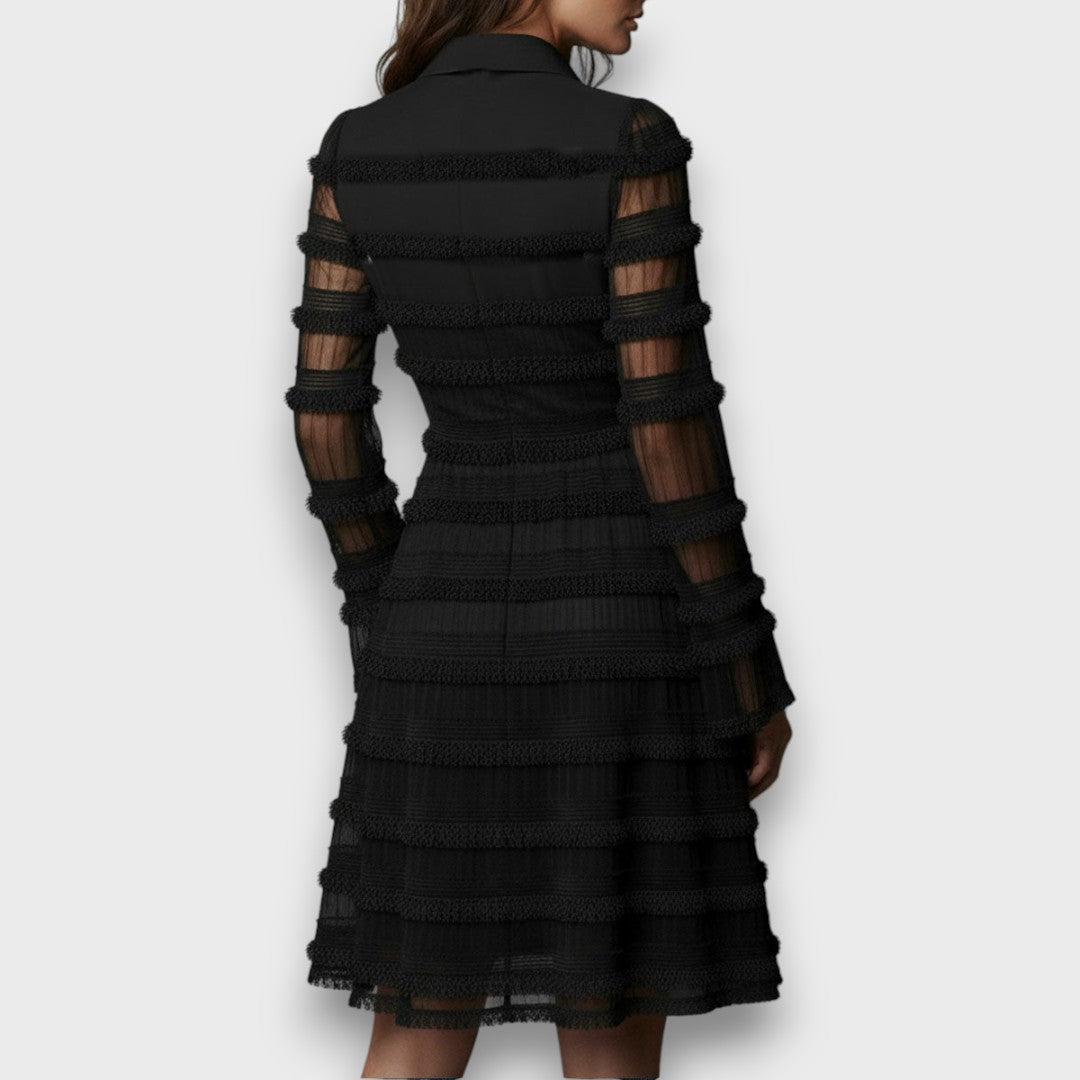 Madeline V-Neck Long Sleeve Midi Dress