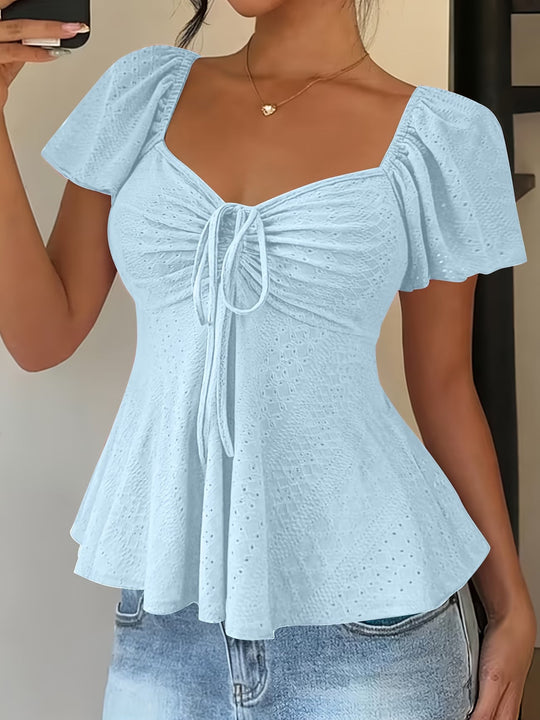 Ismerie Breathable V-Neck Drawstring Top