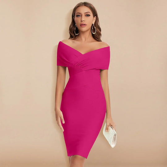 Huguette Off Shoulder V-Neck Mini Dress