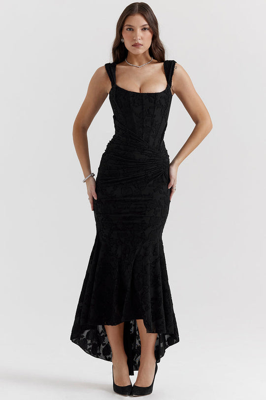 Zara Ruched Evening Bodycon Maxi Dress