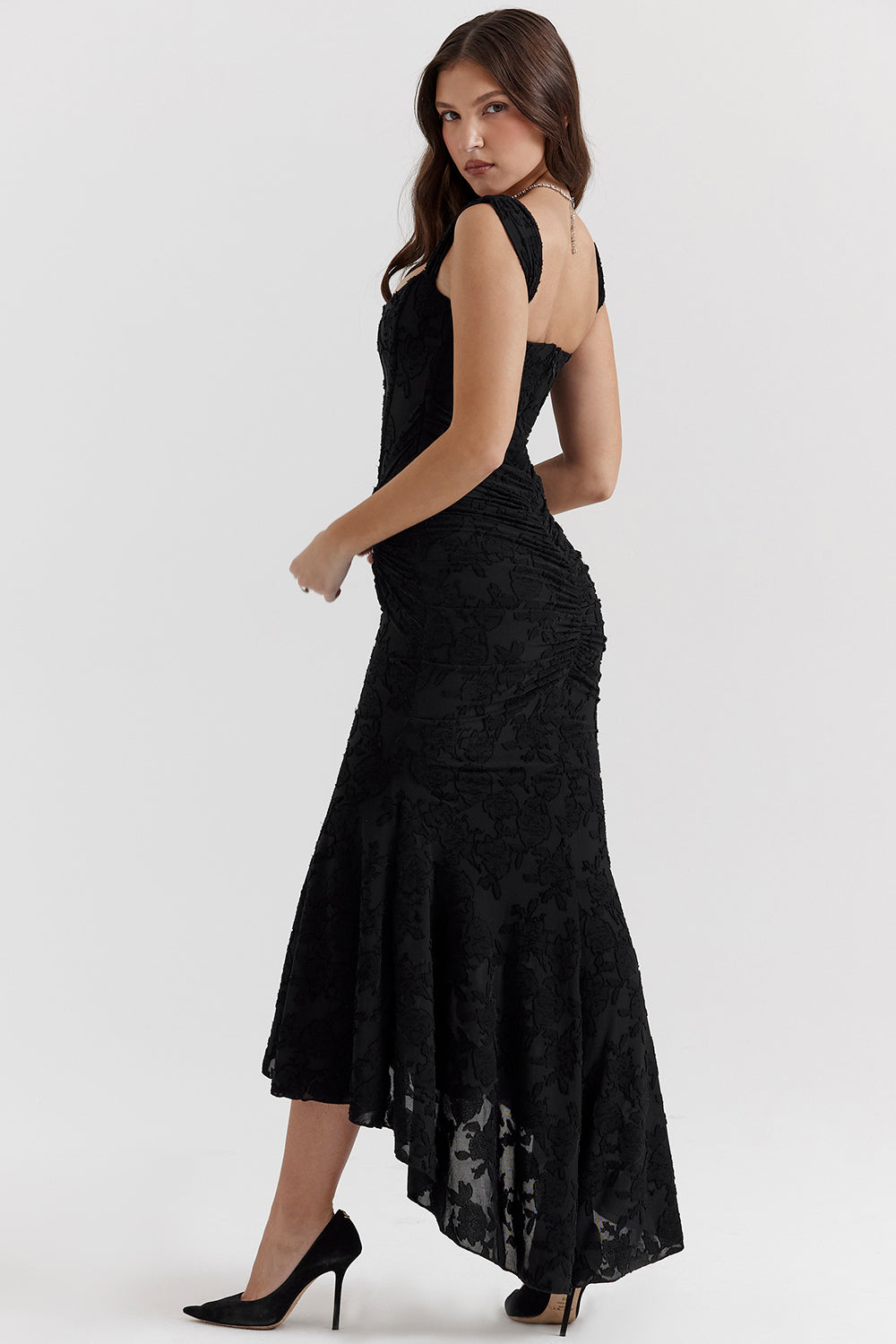 Zara Ruched Evening Bodycon Maxi Dress