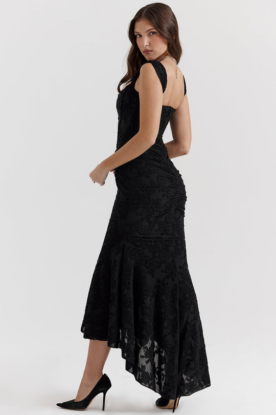 Zara Ruched Evening Bodycon Maxi Dress