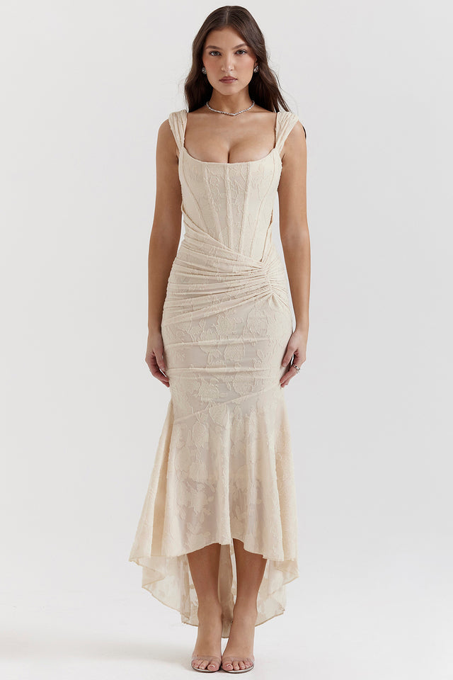 Zara Ruched Evening Bodycon Maxi Dress